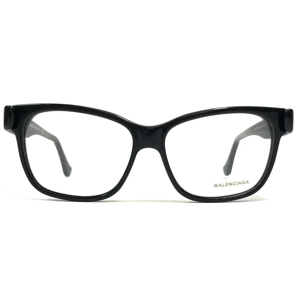 Balenciaga Eyeglasses Frames BA5003 001 Black Square Cat Eye Oversize 53-13-140